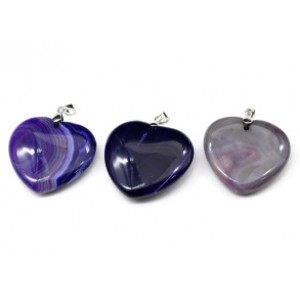 Кулон из агата тонированного "Сердце" 40*40мм цвет фиолетовый