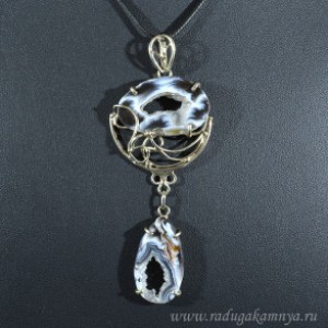 Кулон с жеодами агата бразильского 37*90мм.