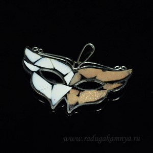 Кулон мозаика "Маска" из авантюрина и кахолонга, 60*38мм.