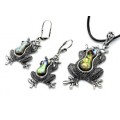 Комплект из перламутра гелиотис Кулон, серьги лягушка 36*50мм, 25*35мм, 46см