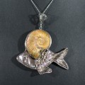 Кулон из аммонита " Рыба " 67*58мм.