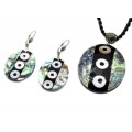 Набор из перламутра гелиотис Кулон, серьги овал 45*57мм, 28*37мм, 50см