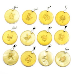 Знаки зодиака с перламутром круг 30мм, упаковка 12шт Знаки зодиака с перламутром круг 30мм, упаковка 12шт