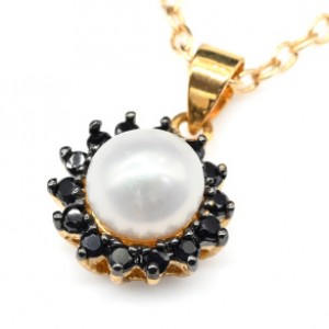 Кулон жемчуг чёрный циркон жемчуг в цирконах Кулон жемчуг чёрный циркон жемчуг в цирконах
