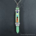 Кулон 7 чакр 14*81мм из кварца (имитация нефрита)