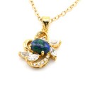 Кулон с позолотой из азурмалахита со стразами