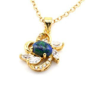 Кулон с позолотой из азурмалахита со стразами Кулон с позолотой из азурмалахита со стразами