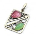 Кулон из турмалина и нефрита 23*28мм.