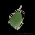 Кулон нефрит в посеребрении " Грация " 34*48мм.