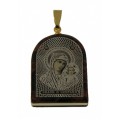 Кулон из обсидиана арка с окантовкой Богородица 19*25мм