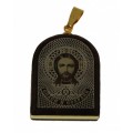 Кулон из обсидиана арка с окантовкой Иисус Христос 19*25мм