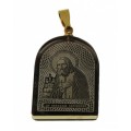 Кулон из обсидиана арка с окантовкой Серафим Саровский 19*25мм