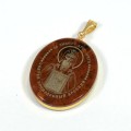 Кулон из обсидиана овал с окантовкой " Св. Арсений " 20*30мм