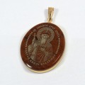 Кулон из обсидиана овал с окантовкой " Св. Владимир " 20*30мм