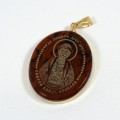 Кулон из обсидиана овал с окантовкой " Св. Ярослав " 20*30мм