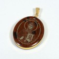 Кулон из обсидиана овал с окантовкой " Св.Анфиса " 20*30мм