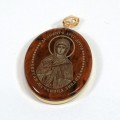 Кулон из обсидиана овал с окантовкой " Св.Зинаида " 20*30мм