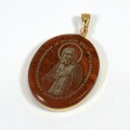 Кулон из обсидиана овал с окантовкой " Серафим Саровский" 20*30мм