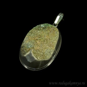 Кулон спектропирит овал, 27*38мм.