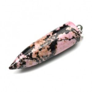 Кулон из родонита "Пуля" 13*40мм