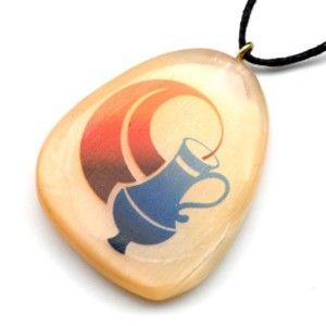 Кулон из селенита знак зодиака "Водолей" 37*44мм, на шнурке