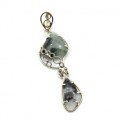 Кулон кошачий глаз и волосатик 23*68мм.