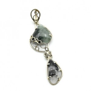 Кулон кошачий глаз и волосатик 23*68мм.