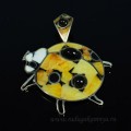 Кулон мозаика "Божья коровка" из янтаря, кахолонга и обсидиана, 56*67мм. Кулон мозаика "Божья коровка" из янтаря, кахолонга и обсидиана, 56*67мм.