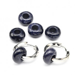 Бусина - бублик для швенз из авантюрина синего искусственного 14*8мм, 1шт Бусина - бублик для швенз из авантюрина синего искусственного 14*8мм, 1шт