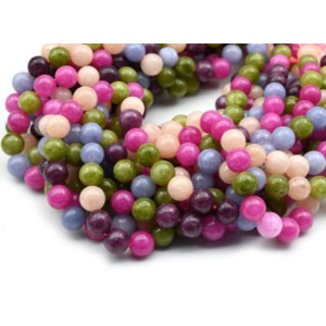 Бусины из кальцита тонированного шарик 10мм цвет ассорти, 38,5см, 38 бусин