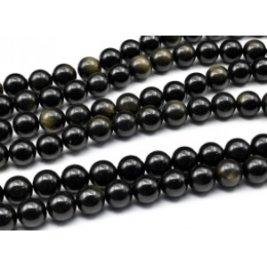 Бусины из обсидиана радужного шарик 14мм, цвет золотой, 38см, 28 бусин