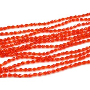 Бусины из циркона капля гр.3*5мм цвет красный, 46,5см, 100 бусин