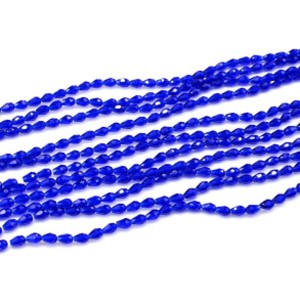 Бусины из циркона капля гр.3*5мм цвет синий яркий, 48,5см, 100 бусин Бусины из циркона капля гр.3*5мм цвет синий яркий, 48,5см, 100 бусин