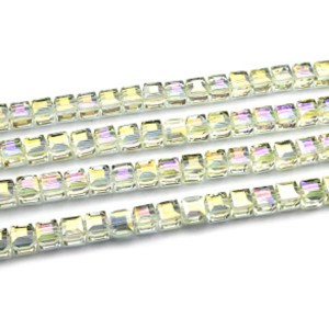 Бусины из циркона кубик гр.13*13мм цвет лимонный хамелеон, 40см, 31 бусина