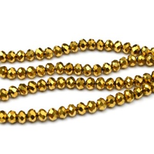 Бусины из циркона рондель гр.8мм цвет золото, 42см, 68 бусин