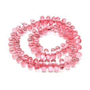 Бусины из чешского стекла капля 6*9мм, цвет  алый, 36см, 98 бусин