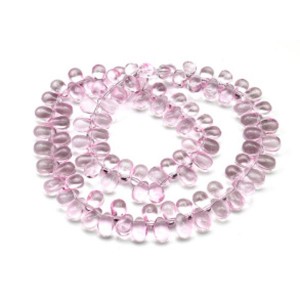 Бусины из чешского стекла капля 6*9мм, цвет  розовый, 36см, 98 бусин