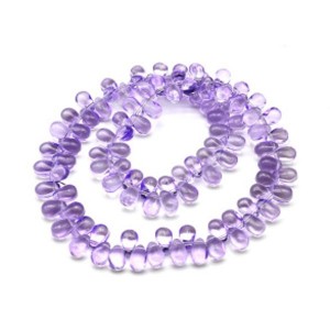 Бусины из чешского стекла капля 6*9мм, цвет  сиреневый, 36см, 98 бусин