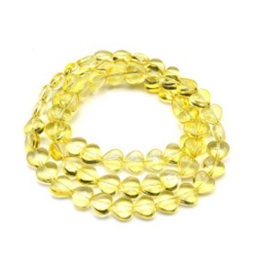 Бусины из чешского стекла сердце 10*10мм, цвет  желтый, 65см, 71 бусин