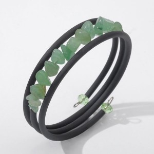 Браслет-пружинка "Нефрит "галтовка на тросе