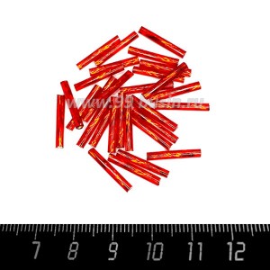 Стеклярус PRECIOSA 15 мм витой красный огонёк арт.97070, 30 штук/упаковка, Чехия