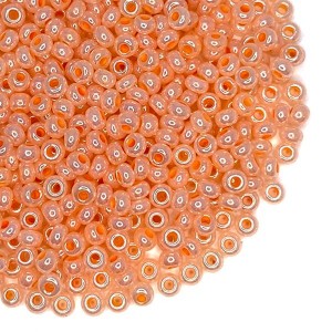 Бисер Чехия, 10 размер, арт. 37189 непрозрачный блестящий розово-персиковые тона, 10 грамм/упаковка