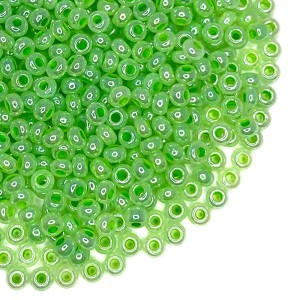 Бисер Чехия, размер 10, арт. 37156 непрозрачный темно-салатовый, 10 грамм/упаковка
