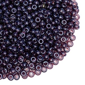 Бисер Чехия, размер 10, арт. 26060 прозрачный фиолетовый глянцевый, 10 грамм/упаковка