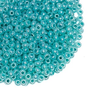 Бисер Чехия, 10 размер, арт. 37158 непрозрачный блестящий, цветное отверстие, мятные тона, 10 грамм/упаковка