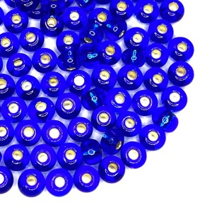 Бисер Чехия, 6 размер, арт. 67300 прозрачный "Огонек" темно-синие тона, 10 грамм/упаковка