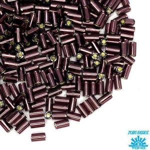 Стеклярус TOHO BUGLE 3 мм № 26C фиолетовый внутреннее серебрение 5 граммов Япония