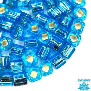 Бисер TOHO CUBE 4 мм цвет 23 светлая морская волна, внутреннее серебрение Япония 5 граммов