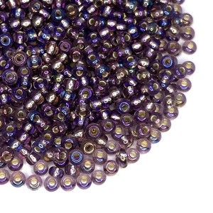 Бисер Чехия "Огонек" черничный радужный размер 10, арт. 27019, 10 грамм