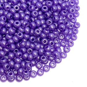 Бисер Чехия 10 размер непрозрачный сиреневый жемчужный блеск 17728, уп. 10 грамм